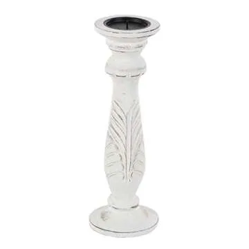 Deco 79 Mango Wood Candle Holder, Set of 3 18", 15", 12"H, White