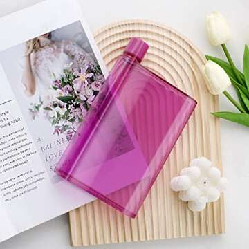 Reusable Slim Flat Water Bottle 420ml Portable - Fits in Pocket &Random Corner.Portable Cup for School,Sports, Travel, Dining Time