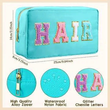 Remerry 4 Pcs Makeup Bags Travel Cosmetic Bags Organization Chenille Letter Toiletries Stuff Pouch Preppy Waterproof Gift for Women Girl Teen (Classic,Face Skin Hair Stuff)