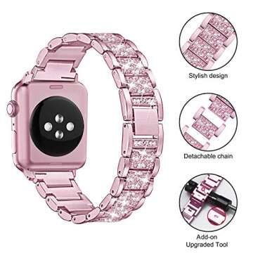 Mesime Compatible for Apple Watch Band with Screen Protector Case, Jewelry Replacement Bands 46mm 45mm 44mm 42mm 41mm 40 mm 38mm 2 Pack Protective Cover for iWatch Series 10/9/8/7/6/5/4/3/2/1/SE Women