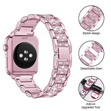 Mesime Compatible for Apple Watch Band with Screen Protector Case, Jewelry Replacement Bands 46mm 45mm 44mm 42mm 41mm 40 mm 38mm 2 Pack Protective Cover for iWatch Series 10/9/8/7/6/5/4/3/2/1/SE Women