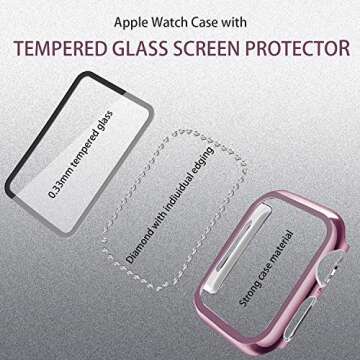 Mesime Compatible for Apple Watch Band with Screen Protector Case, Jewelry Replacement Bands 46mm 45mm 44mm 42mm 41mm 40 mm 38mm 2 Pack Protective Cover for iWatch Series 10/9/8/7/6/5/4/3/2/1/SE Women