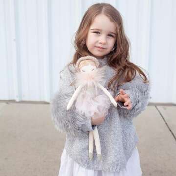 MON AMI Angel Stuffed Doll - 15", Soft Elegant Plush Doll for Little Girls, Use as Toy or Room Decor