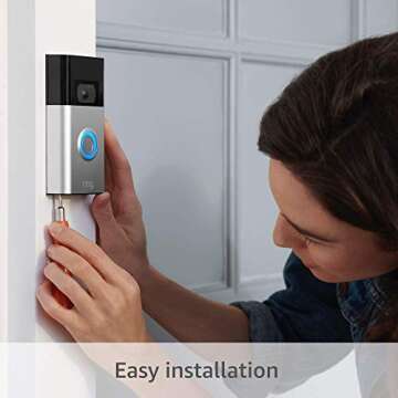Ring Video Doorbell (Satin Nickel) with Spotlight Cam Plus, Plug-In White
