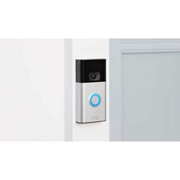 Ring Video Doorbell (Satin Nickel) with Spotlight Cam Plus, Plug-In White