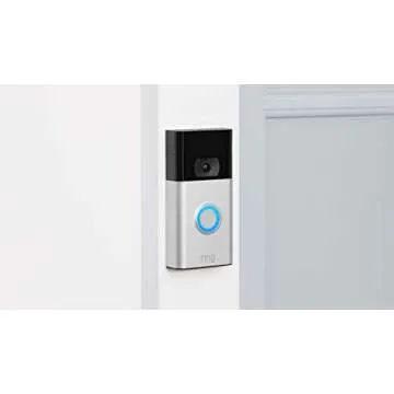 Ring Video Doorbell (Satin Nickel) with Spotlight Cam Plus, Plug-In White