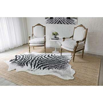 Erin Gates by Momeni Acadia Zebra Black Faux Hide Area Rug 5'3" X 7'10"