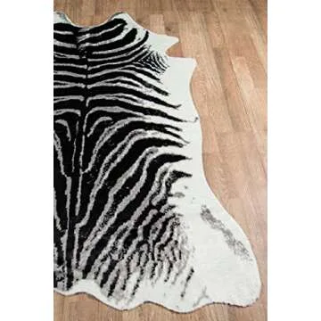 Erin Gates by Momeni Acadia Zebra Black Faux Hide Area Rug 5'3" X 7'10"