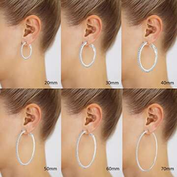 Large Rhinestone Hoop Earrings with Sterling Silver Post