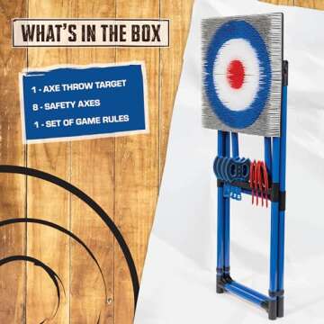 EastPoint Deluxe Steel Frame Axe Throw Target Game Set - Steel Frame for Indoors and Outdoors