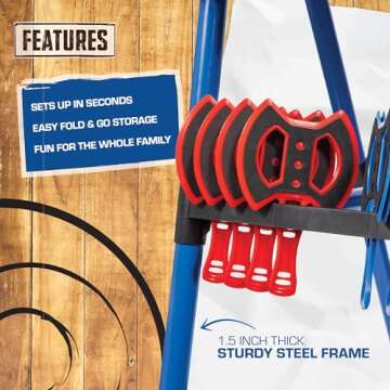 EastPoint Deluxe Steel Frame Axe Throw Target Game Set - Steel Frame for Indoors and Outdoors