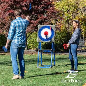 EastPoint Deluxe Steel Frame Axe Throw Target Game Set - Steel Frame for Indoors and Outdoors