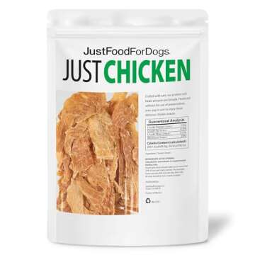 JustFoodForDogs Chicken Dog Treats, Single-Ingredient, 5 oz