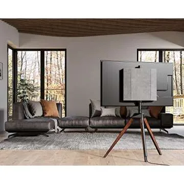 FITUEYES Design Corner TV Stand for 37-65 Inch LED LCD Screens, Tripod Easel TV Stand Modern TV Floor Mount Swivel with Concealed Storage for Bedroom/Living Room, Picasso Series