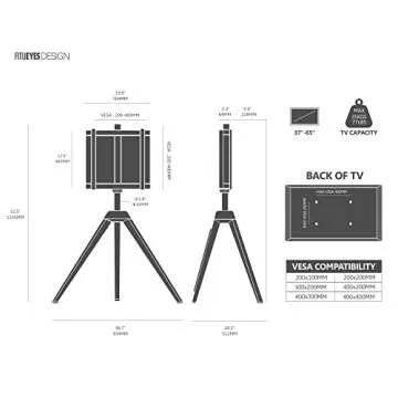 FITUEYES Design Corner TV Stand for 37-65 Inch LED LCD Screens, Tripod Easel TV Stand Modern TV Floor Mount Swivel with Concealed Storage for Bedroom/Living Room, Picasso Series