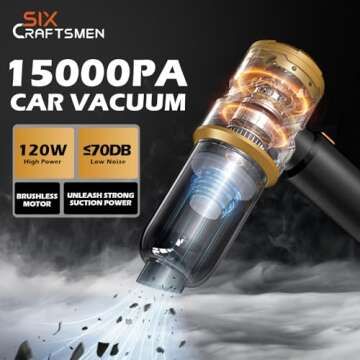 Handheld Car Vacuum Portable Cordless with 2000mAh Battery, 4 in 1 Handheld Vacuum Cleaner and Air D...