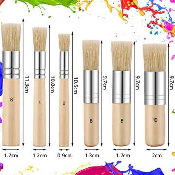 6 Pieces Wooden Stencil Brushes Pure Natural Bristle Template Paint Brushes Painting Bristle Brushes...