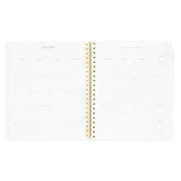 Sugar Paper Large Daily Spiral Planner, Grey Stripe, 2024, Monthly Daily Weekly and Hourly Layouts, January to December 2024, 10" x 11"