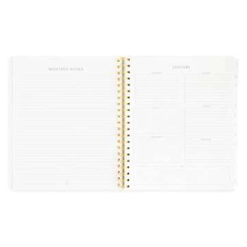 Sugar Paper Large Daily Spiral Planner, Grey Stripe, 2024, Monthly Daily Weekly and Hourly Layouts, January to December 2024, 10" x 11"