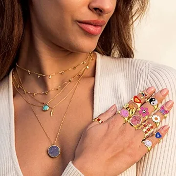 31PCS Happy Face Rings for Women - Cute Y2K Jewelry Set