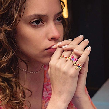 31PCS Happy Face Rings for Women - Cute Y2K Jewelry Set