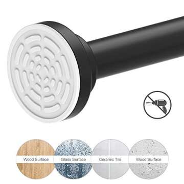 Ausemku Shower Curtain Rod Tension - 26-40 Inch Never Rust Non-Slip Spring Tension Curtain Rod No Dr...