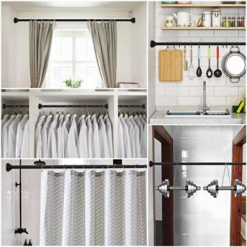 Ausemku Shower Curtain Rod Tension - 26-40 Inch Never Rust Non-Slip Spring Tension Curtain Rod No Drilling Stainless Steel Curtain Rod Use Bathroom Kitchen（Black）