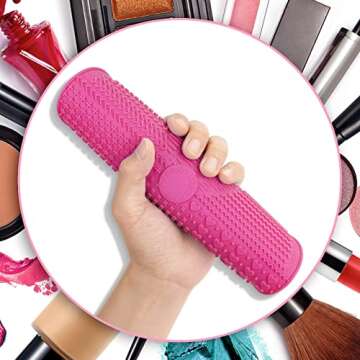 Makeup Brush Cleaner Mat Silicone Brush Cleaning Mat Big Size Make Up Brush Clean Pad with Suction Cup for Makeup Brush Cleaning (Hot Pink)