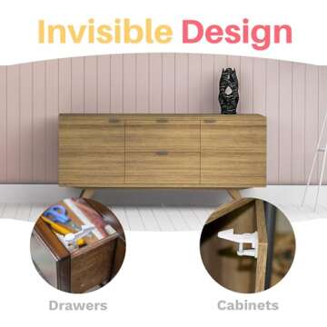 Inaya Cabinet Locks Baby Proofing - Child Proof Drawer Locks - Child Safety Cabinet Latches with 3M ...