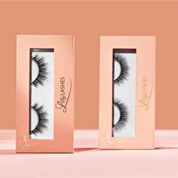 Lilly Lashes Everyday Miami Natural Lashes, Faux Mink Natural Eyelashes, False Eyelashes Everyday Use, Individual Lashes Reusable up to 20x, No Lash Glue Included (13mm)