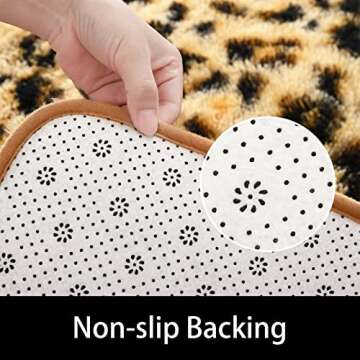 Amearea Fluffy Leopard Rug, Premium Cheetah Print Rugs, Soft Comfy Faux Fur Animal Print Carpet for Kids Room Bedroom, Living Room, Shaggy Teen Room Home Decor, Khaki 5x8 Feet