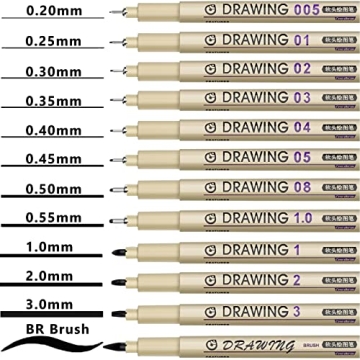 Muchcute Micro Fineliner Art Pens | Waterproof 12 Black Set