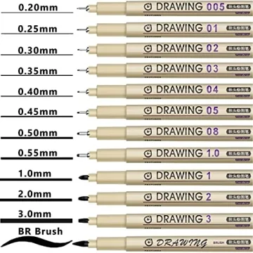 Muchcute Micro Fineliner Art Pens | Waterproof 12 Black Set