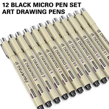 Muchcute Micro Fineliner Art Pens | Waterproof 12 Black Set