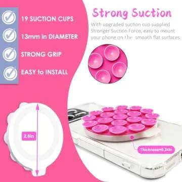 PKYAA Silicone Suction Cup Phone Mount, Magnetic Silicone Suction Phone Case Stand, Hands Free Mirror Shower Phone Holder, Perfect for TikTok/Ins/YouTube Videos Creators (Sky Blue)