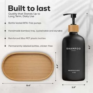 Black Shampoo Dispenser Set - Eco-Friendly Bathroom Essentials