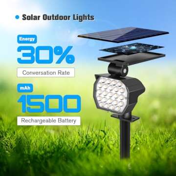 NIORSUN Solar Spot Lights Outdoor,23 LEDs Landscape Lighting with Auto On/Off and 3 Lighting Modes, IP67 Waterproof Spotlights,Outdoor Solar Lights for Yard Garden,8 Pack(Warm White)