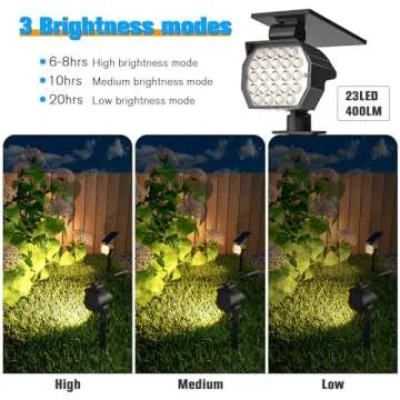 NIORSUN Solar Spot Lights Outdoor,23 LEDs Landscape Lighting with Auto On/Off and 3 Lighting Modes, IP67 Waterproof Spotlights,Outdoor Solar Lights for Yard Garden,8 Pack(Warm White)