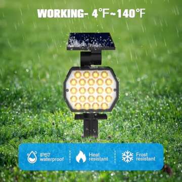 NIORSUN Solar Spot Lights Outdoor,23 LEDs Landscape Lighting with Auto On/Off and 3 Lighting Modes, IP67 Waterproof Spotlights,Outdoor Solar Lights for Yard Garden,8 Pack(Warm White)