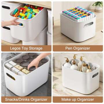 ORGIDOL 8 Pack White Storage Bins with Lids Stackable Storage Container for Organizing, Storage Boxe...
