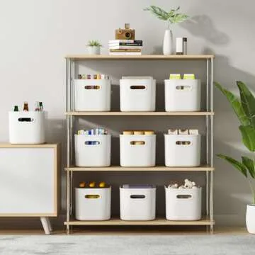 ORGIDOL White Stackable Storage Bins for Home Organization