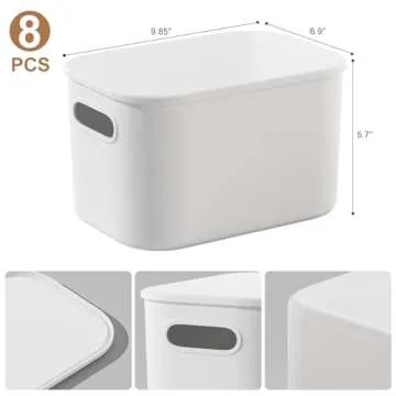 ORGIDOL White Stackable Storage Bins for Home Organization