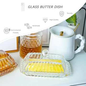 QFkris 6.5'' Elegant Glass Butter Dish with Lid