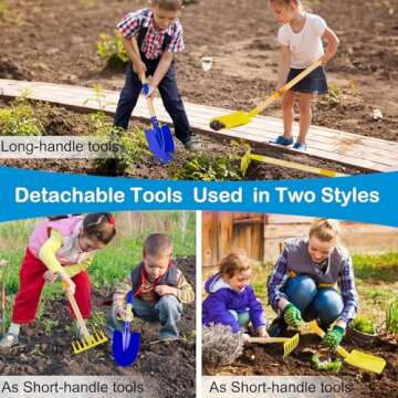 Kids Gardening Tools Outdoor Toys Set with Wheelbarrow, Shovels, Rakes, Watering Can, Gloves, Tote Bag，DIY Sticker, Educational Pretend Toys Beach Sand Toys Garden Tools for Toddlers Kids Boys Girls
