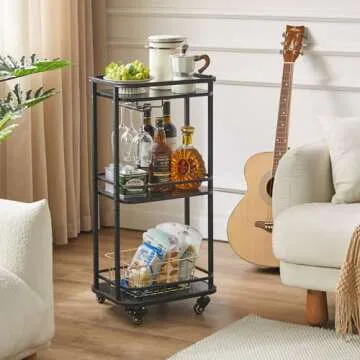 IBUYKE 3-Tier Bar Serving Cart - Stylish and Versatile Storage
