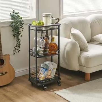 IBUYKE 3-Tier Bar Serving Cart - Stylish and Versatile Storage