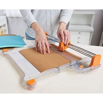 Fiskars ProCision Rotary Bypass Paper Trimmer - 12" Cut Length - Craft Paper and Mixed Media Cutter with Grid Lines - Orange