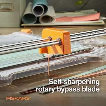 Fiskars ProCision Rotary Bypass Paper Trimmer - 12" Cut Length - Craft Paper and Mixed Media Cutter with Grid Lines - Orange