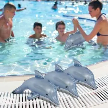 Jet Creations Inflatable Aquatic Animal Dolphin, Pack of 4, 20 inch Long, Pool Toys, Photo Prop, Theme Party Centerpiece, VBS, Decoration, Hanger (2) per Flipper