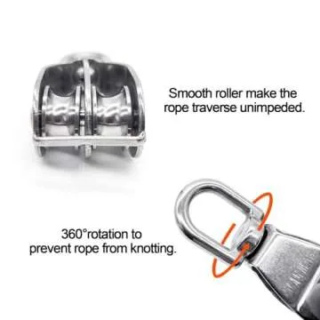 BlingKingdom 2pcs M20 Double Pulley Block 360° Spin Freely 304 Stainless Steel Double Pulley Wheel Roller Strong for Block and Tackle Pulley System Used to Lift Kayaks Max Load: 75kg